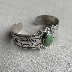 Vintage Fred Harvey Era Navajo Sterling Silver Turquoise Cuff Bracelet 29.04 gr